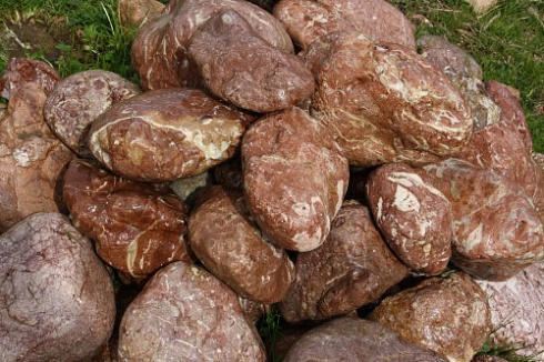 Kamenclub.ru: Розовый валунчик фр.100-300 мм.  купить в Севастополе крупный природный камень розовый, серый молочный красный речной галечник природный 7850 руб/т   фото КАМЕНЬ КЛУБ