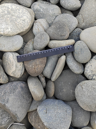 Kamenclub.ru: Галька речная плоская (серо-белая) фр. 70-120 мм. купить  в Севастополе галька галечник речной серый, белый окатанная плоская  природная галька 9000 руб/т   фото КАМЕНЬ КЛУБ