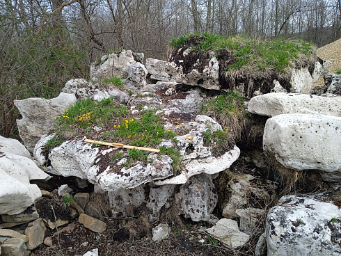 Kamenclub.ru: Выветренный известняк со мхом фр. 100-500 мм.  купить в Севастополе известняк серый белый зеленый валун известняковый крупный 10000 руб/т   фото КАМЕНЬ КЛУБ