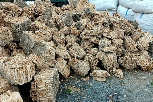 Kamenclub.ru: Крымский природный меотис фр. 100-500 мм.  купить в Севастополе меотис бежевый рыжий молочный желтый ракушечник 4 500 руб/т   фото КАМЕНЬ КЛУБ