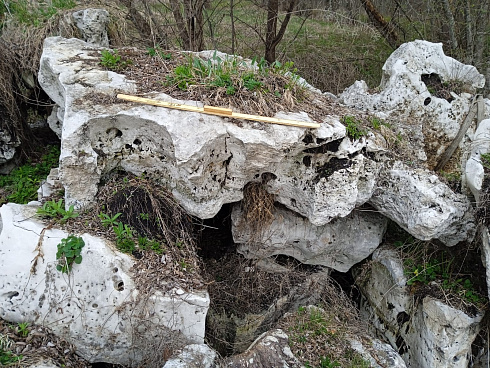 Kamenclub.ru: Выветренный известняк со мхом фр. 100-500 мм.  купить в Севастополе известняк серый белый зеленый валун известняковый крупный 10000 руб/т   фото КАМЕНЬ КЛУБ