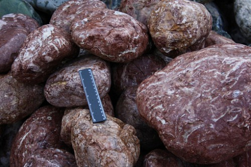 Kamenclub.ru: Розовый валунчик фр.100-300 мм.  купить в Севастополе крупный природный камень розовый, серый молочный красный речной галечник природный 7850 руб/т   фото КАМЕНЬ КЛУБ