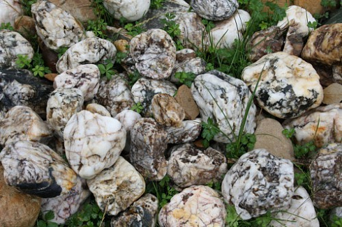 Kamenclub.ru: Кварцевый валунчик фр.100-300 мм.  купить в Севастополе кварц белый, бежевый молочный рыжий крупный природный камень галечник 7850 руб/т   фото КАМЕНЬ КЛУБ