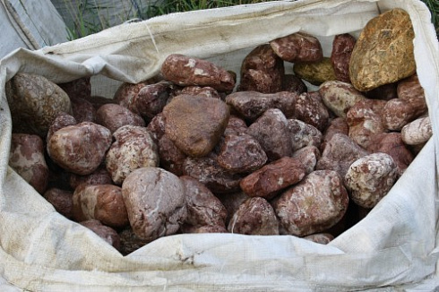 Kamenclub.ru: Розовый валунчик фр.100-300 мм.  купить в Севастополе крупный природный камень розовый, серый молочный красный речной галечник природный 7850 руб/т   фото КАМЕНЬ КЛУБ